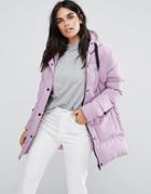 Brave Soul Mid Padded Coat - Purple