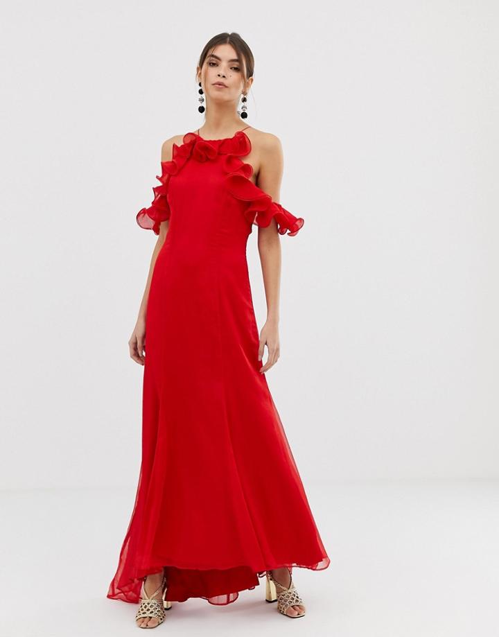 Keepsake Embrace Ruffle Gown-red