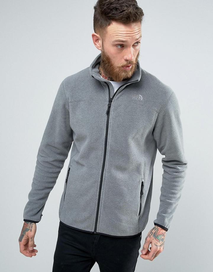 The North Face 100 Glacier Sweat Full Zip In Mid Gray Heather - Gray
