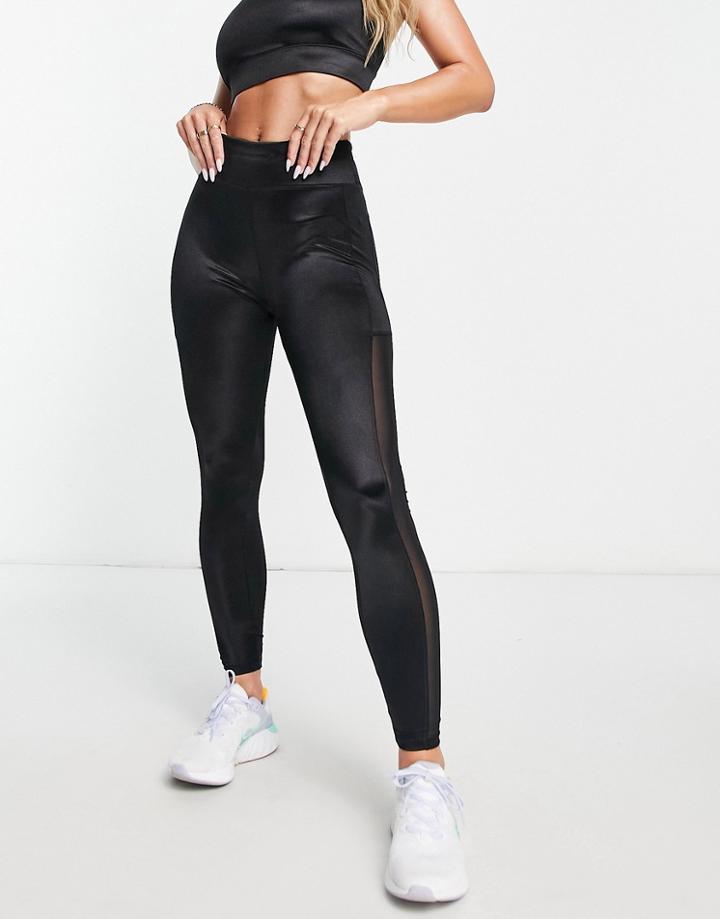 Asos 4505 High Shine Legging With Bum Ruching-black