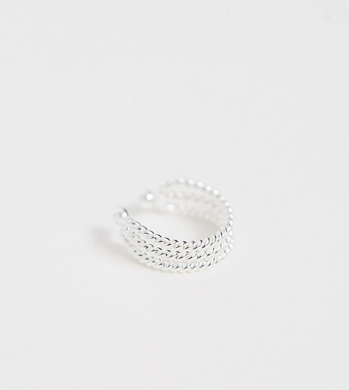 Asos Design Sterling Silver Ear Cuff In Triple Twist Design - Silver