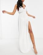 Asos Design Fuller Bust Recycled Knot Strap Maxi Beach Dress In White