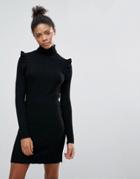 Vila High Neck Sweater Dress - Black