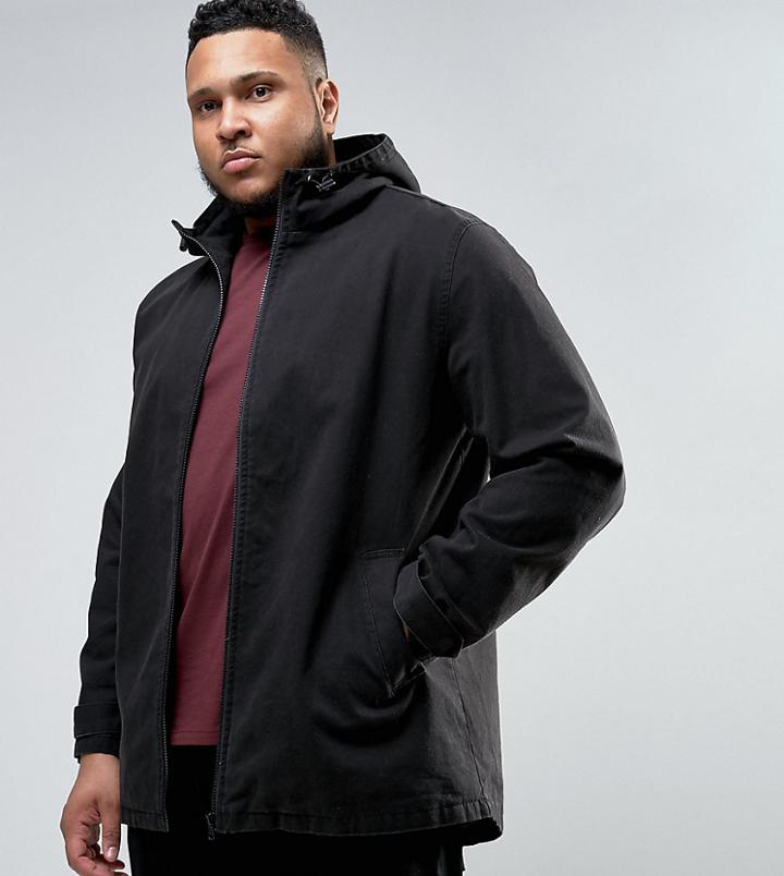 Asos Design Plus Lightweight Parka Jacket In Black - Black