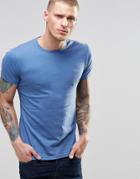 Farah T-shirt With F Logo In Slim Fit In Dusky Blue - Blue