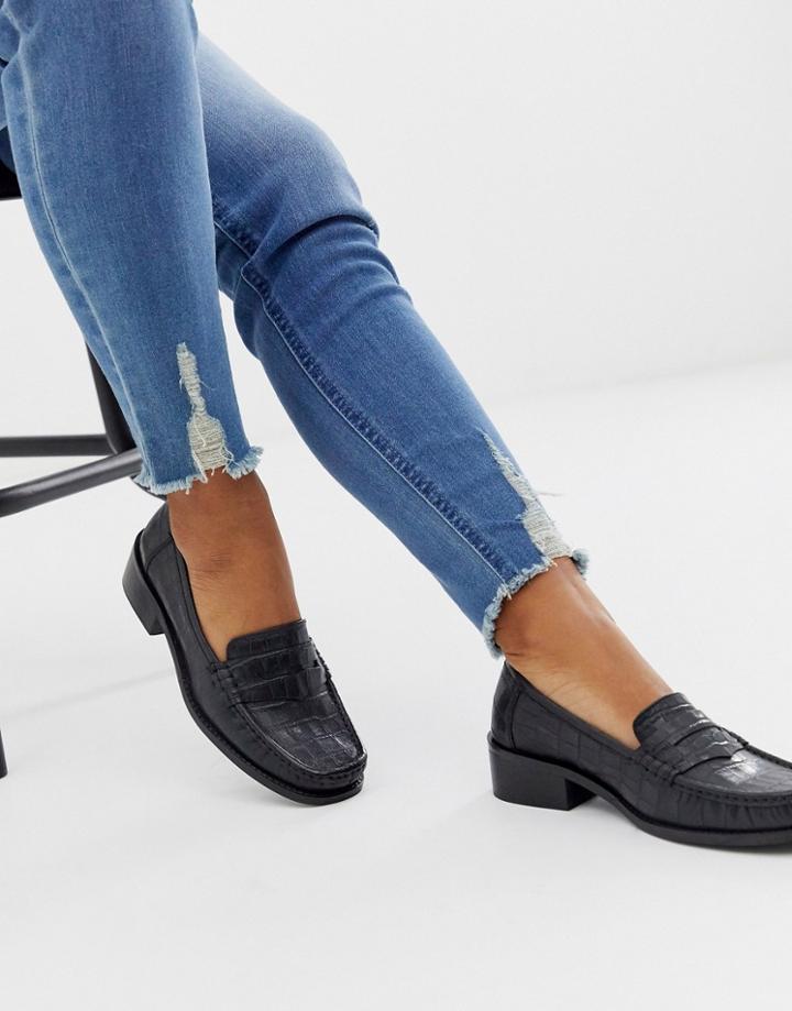Asos Design Marley 90's Loafer Flat Shoes In Black - Black