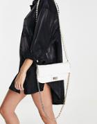 Ego Quilted Bag With Pearl And Chain Strap In White