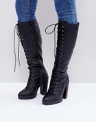 Asos Caprice Heeled Lace Up Boots - Black