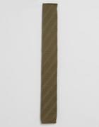 Asos Knitted Tie In Khaki Texture - Green