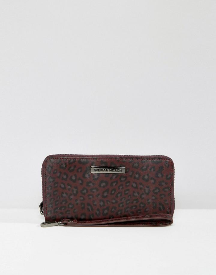 Silvian Heach Leopard Print Zip Around Wallet - Red