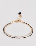Asos Double Row Fine Chain Tassel Bracelet - Gold
