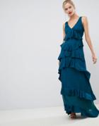 Y.a.s Ruffle Tiered Maxi Dress - Blue