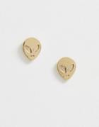 Asos Design Stud Earrings In Alien Design In Gold Tone - Gold