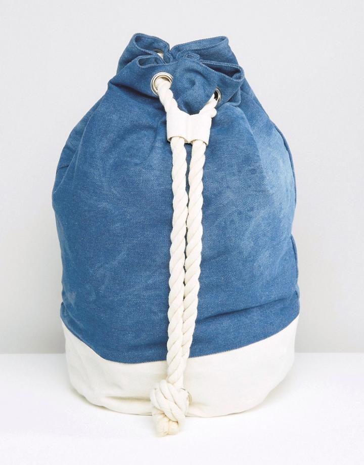 South Beach Tie Dye Print Shoulder Bag With Rope Strap - Blue