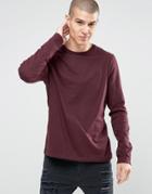 Asos Long Sleeve T-shirt With Crew Neck In Oxblood - Red
