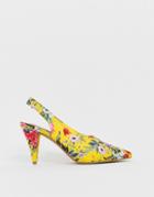 Asos Design Stormie Slingback Mid Heels In Floral - Multi