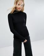 Weekday Thick Rib Turtleneck Sweater - Black