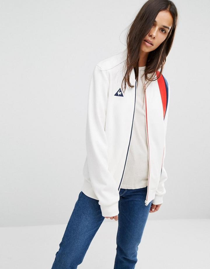 Le Coq Sportif Premium Retro Bomber Jacket - White