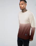 Sixth June Dip Dye Sweater With Dropped Shoulder - Brown