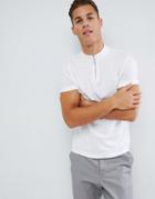 Asos Design T-shirt With Zip Turtle Neck In White - White