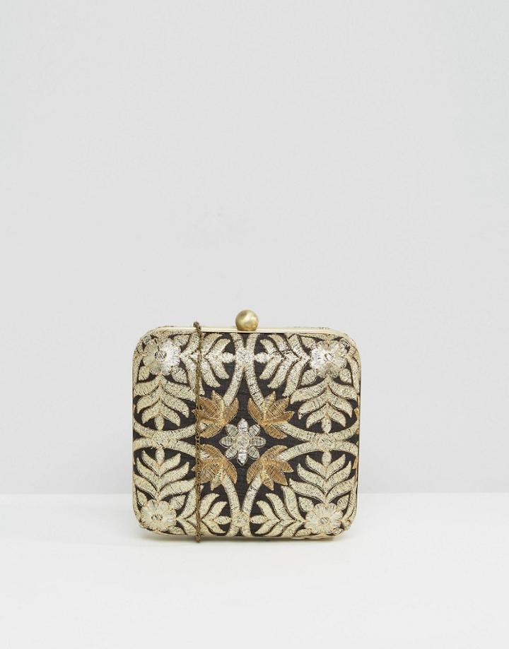 Park Lane Embroidered Black And Metallic Shoulder Bag - Multi