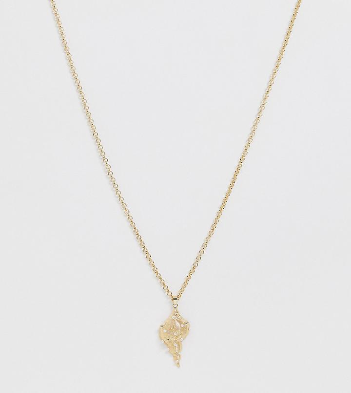 Designb London Pearl Encrusted Shell Pendant Necklace - Gold