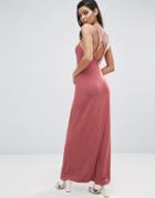 Asos Maxi Dress With Strappy Back Detail - Red