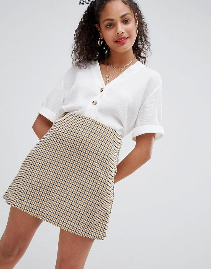 Nobody's Child Mini Skirt In Vintage Check - Cream
