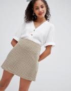 Nobody's Child Mini Skirt In Vintage Check - Cream