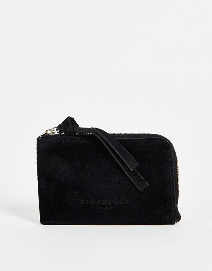 Urbancode Suede Zip Coin Purse In Black