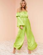 Asos Design Luxe Extreme Wide Jumpsuit In Lime - Green