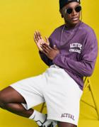 Asos Actual Relaxed Shorts With Embroidered Logo In White Heather