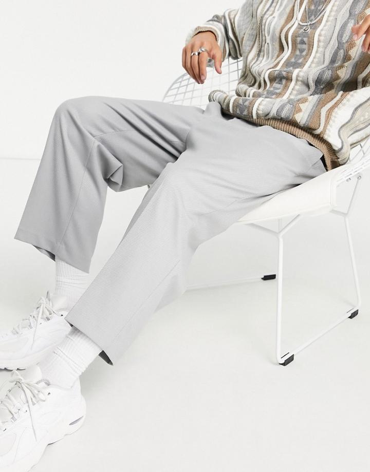 Topman Wide Leg Crop Pronounced Twill In Gray-neutral