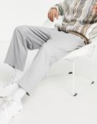 Topman Wide Leg Crop Pronounced Twill In Gray-neutral