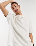Asos Dark Future Oversized Heavyweight T-shirt With Dark Future Logo And Rib Insert In Acid Wash-grey