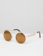 Jeepers Peepers Gold Frame Round Sunglasses - Gold