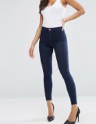 Asos Rivington High Waist Denim Jeggings In Bee Blackened Blue - Blue