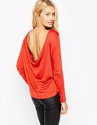 Asos The Scoop Back Top With Long Sleeves - Terracotta