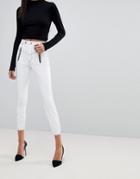 Asos Ridley High Waisted Skinny Jeans In White Vinyl With Contrast Stitch Detail - White