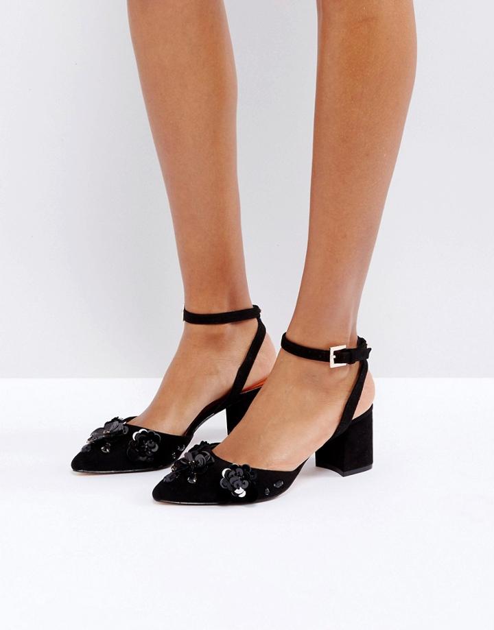 Ted Baker Odesca Black Embellished Mid Heeled Shoes - Black