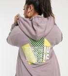 Daisy Street Plus Oversized Hoodie With Back Print - Gray