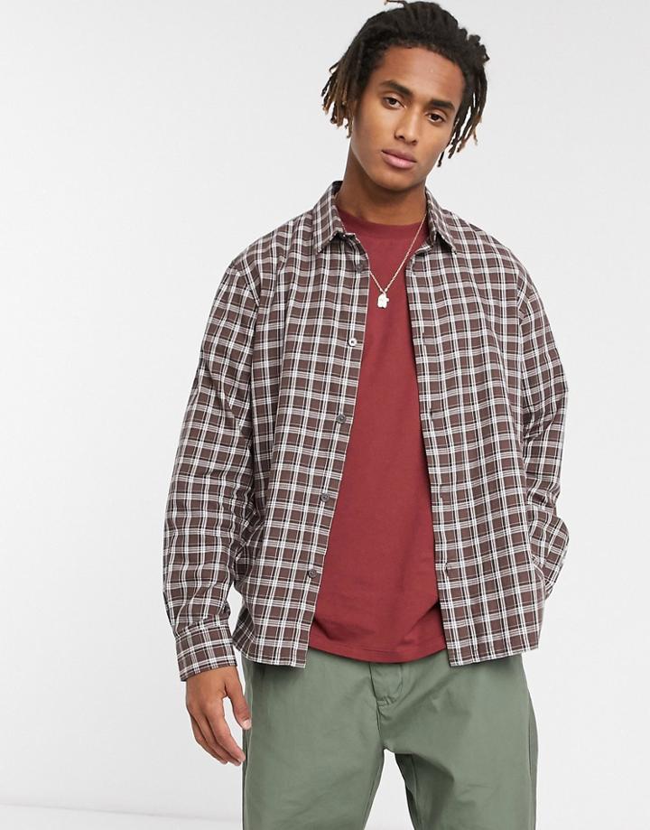 Weekday Ellis Check Shirt In Brown