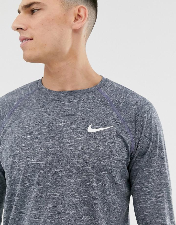 Nike Swimming Long Sleeve Hydroguard T-shirt In Navy