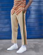 Asos Design Slim Crop Smart Pants In Stone Crepe With Side Stripe