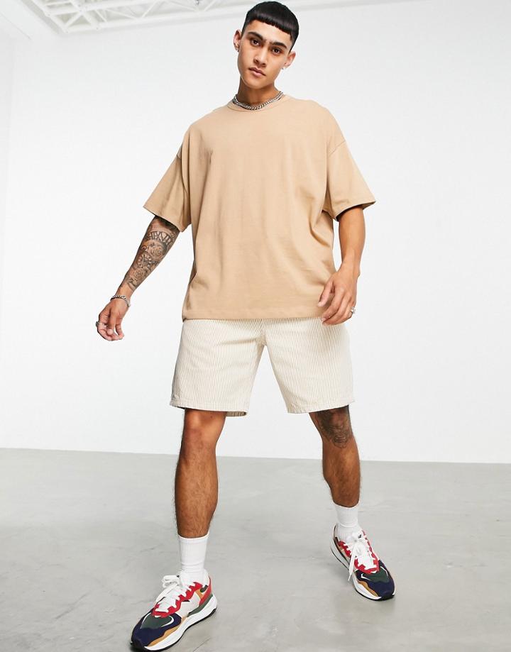 Asos Design Organic Relaxed Fit Heavyweight T-shirt In Beige-neutral