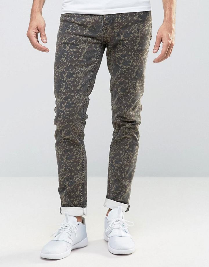 Asos Skinny Jeans In Camo - Green