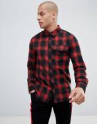 Religion Slim Fit Check Shirt In Red - Red