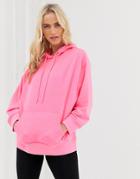Asos Design Oversized Hoodie In Washed Neon Pink - Pink
