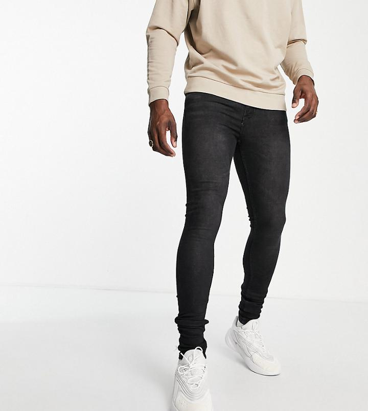 Dtt Tall Spray On Jeans In Washed Black