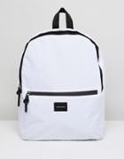 Asos Design Backpack In White With Black Zips And Logo - White